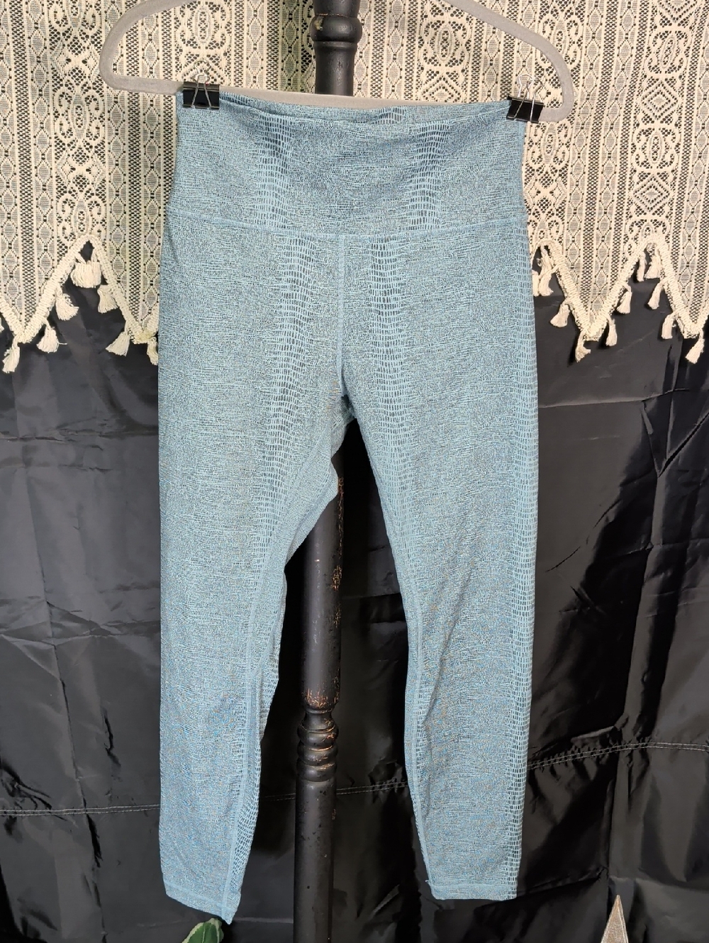 12 Zyia Active Snake Skin Blue Leggings Ladies Large L